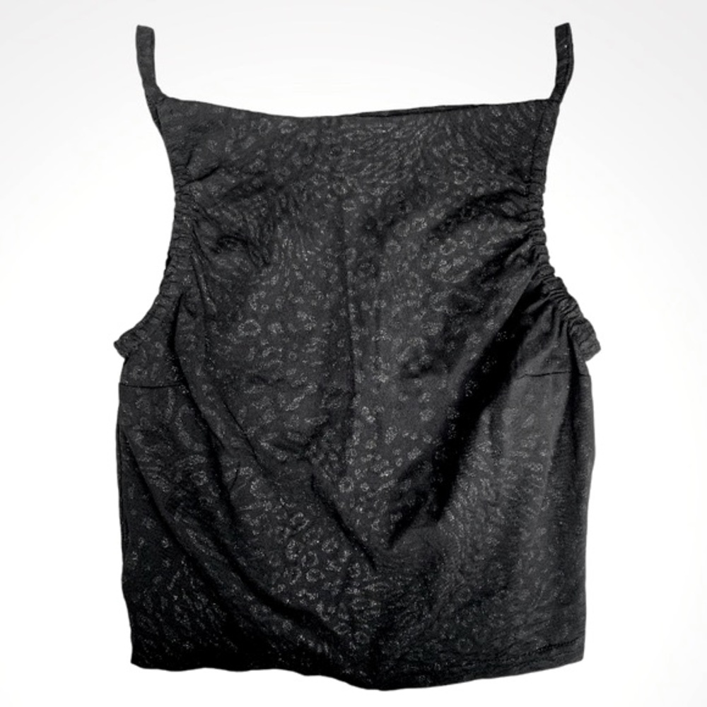 Sasch Leopard Print Glitter Crop Tank Top